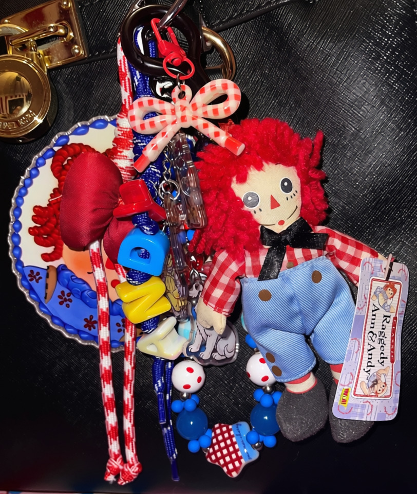 Rag Doll Primary Colors Loaded Bag Charm –  Paracord Keychain with Glitter Acrylic Accents