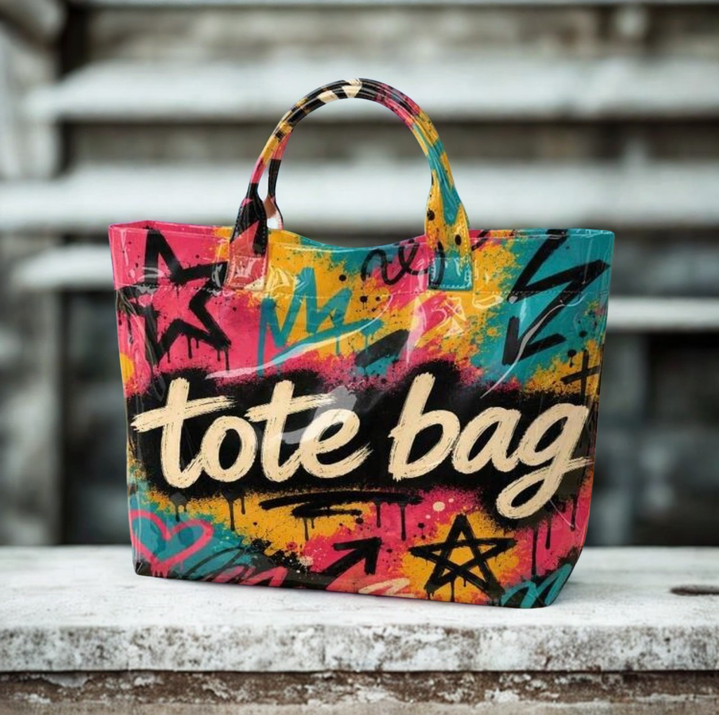Street Graffiti Splash Ink Tote Bag – Large PVC Waterproof Shoulder Bag
