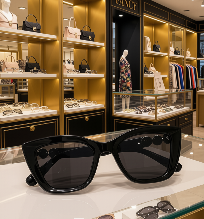 Gilded Edge Sunglasses flat lay on marble