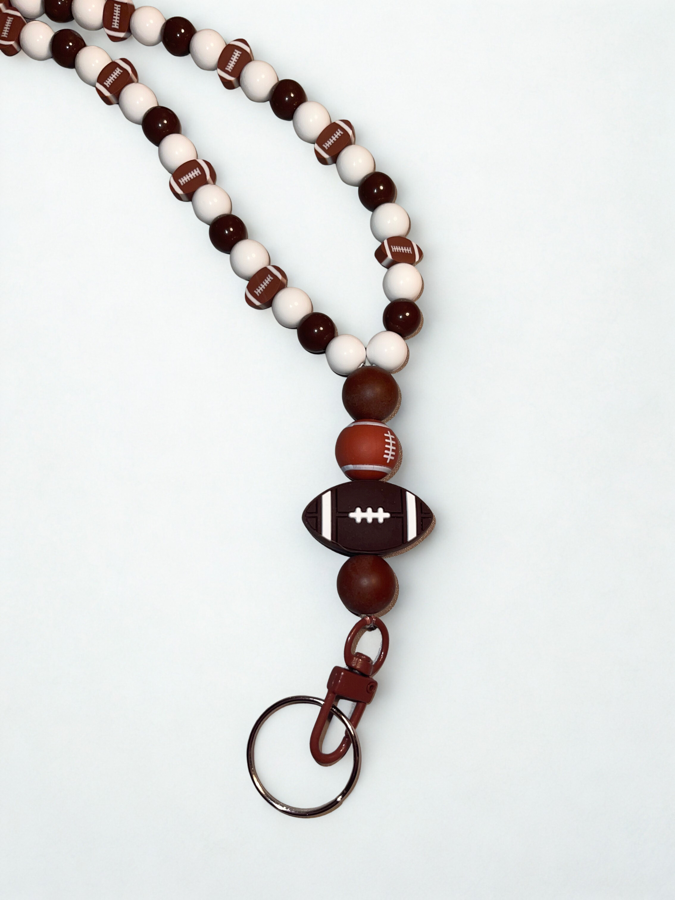 Sports Handmade Beaded Lanyard - Acrylic & Silicone Sports Theme Bead Lanyard, Over the Neck ID Holder