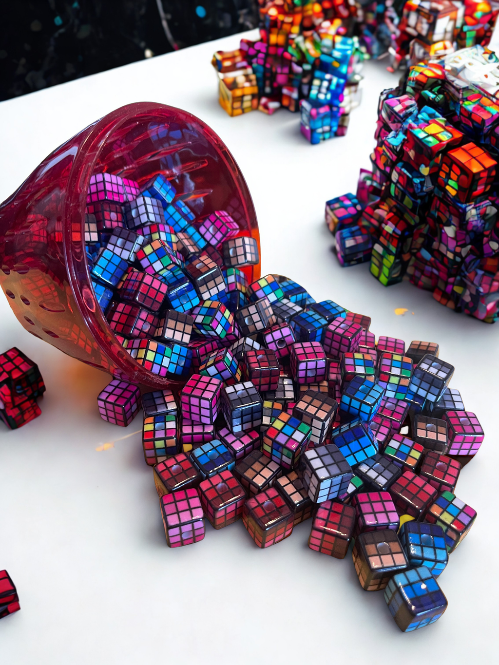 Retro Puzzle Cube Acrylic Beads | 80s Retro Novelty Acrylic Beads