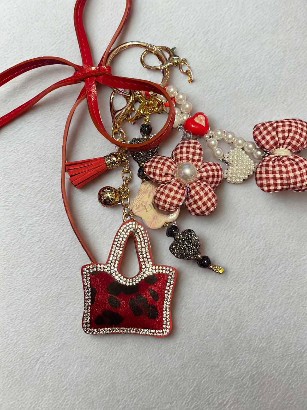 Handmade Bow Bag Charm – Heart & Mini Handbag