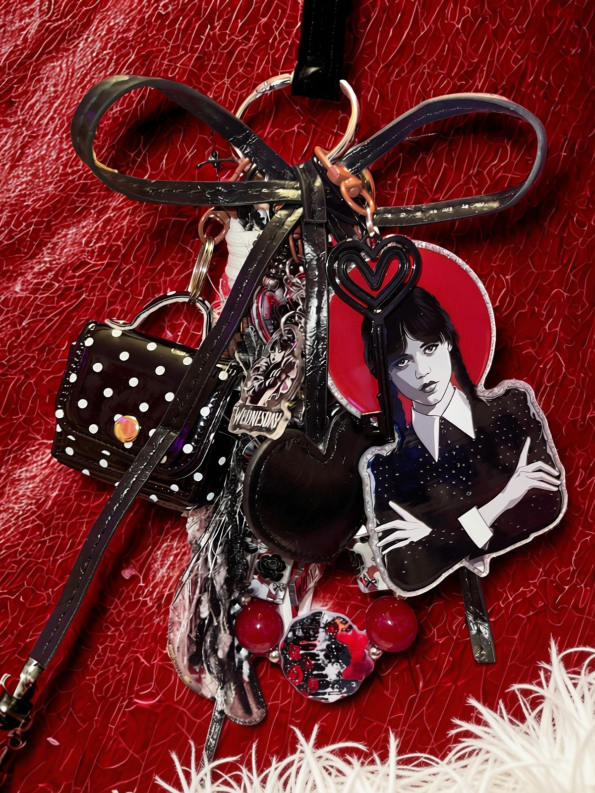 Goth Girl Acrylic Bag Charm & Multi-Layered Purse Keychain