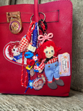 Rag Doll Plush Loaded Bag Charm – Chunky "LOVE" Paracord Keychain with Gingham Accents