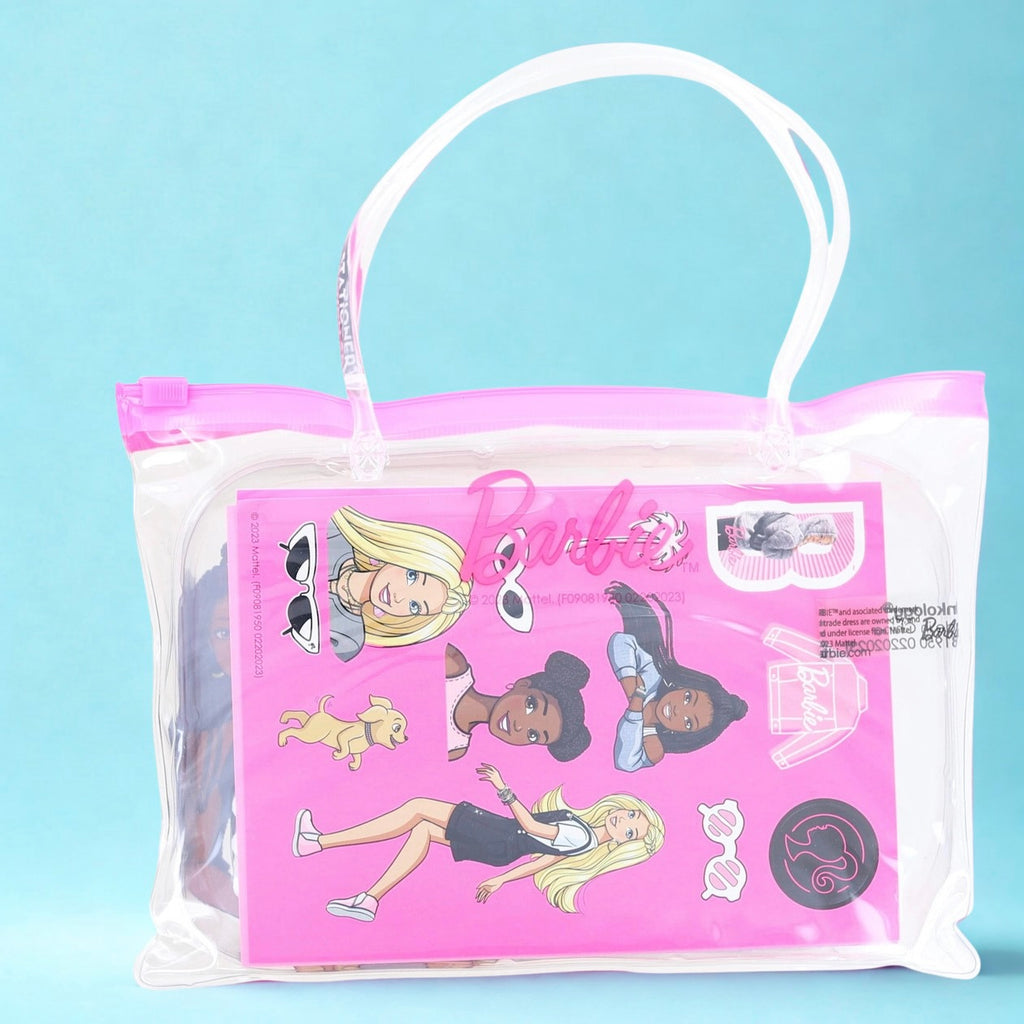 Barbie Stationery Pouch Set - Mini Journal, Markers, Stickers & Glitter Tape