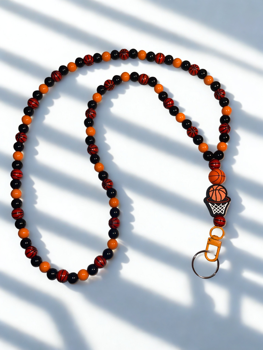Sports Handmade Beaded Lanyard - Acrylic & Silicone Sports Theme Bead Lanyard, Over the Neck ID Holder