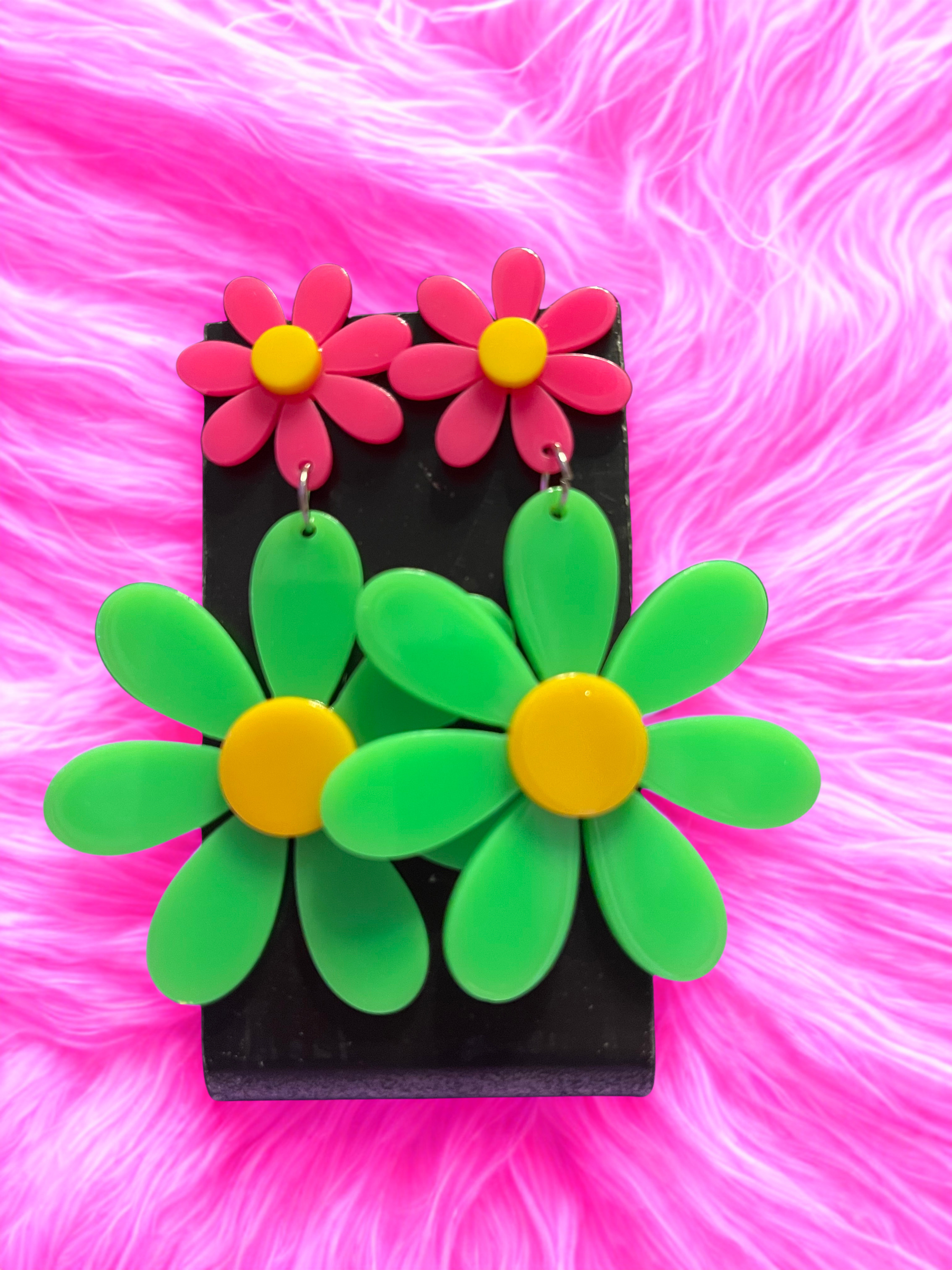 Neon Boho Daisy Earrings