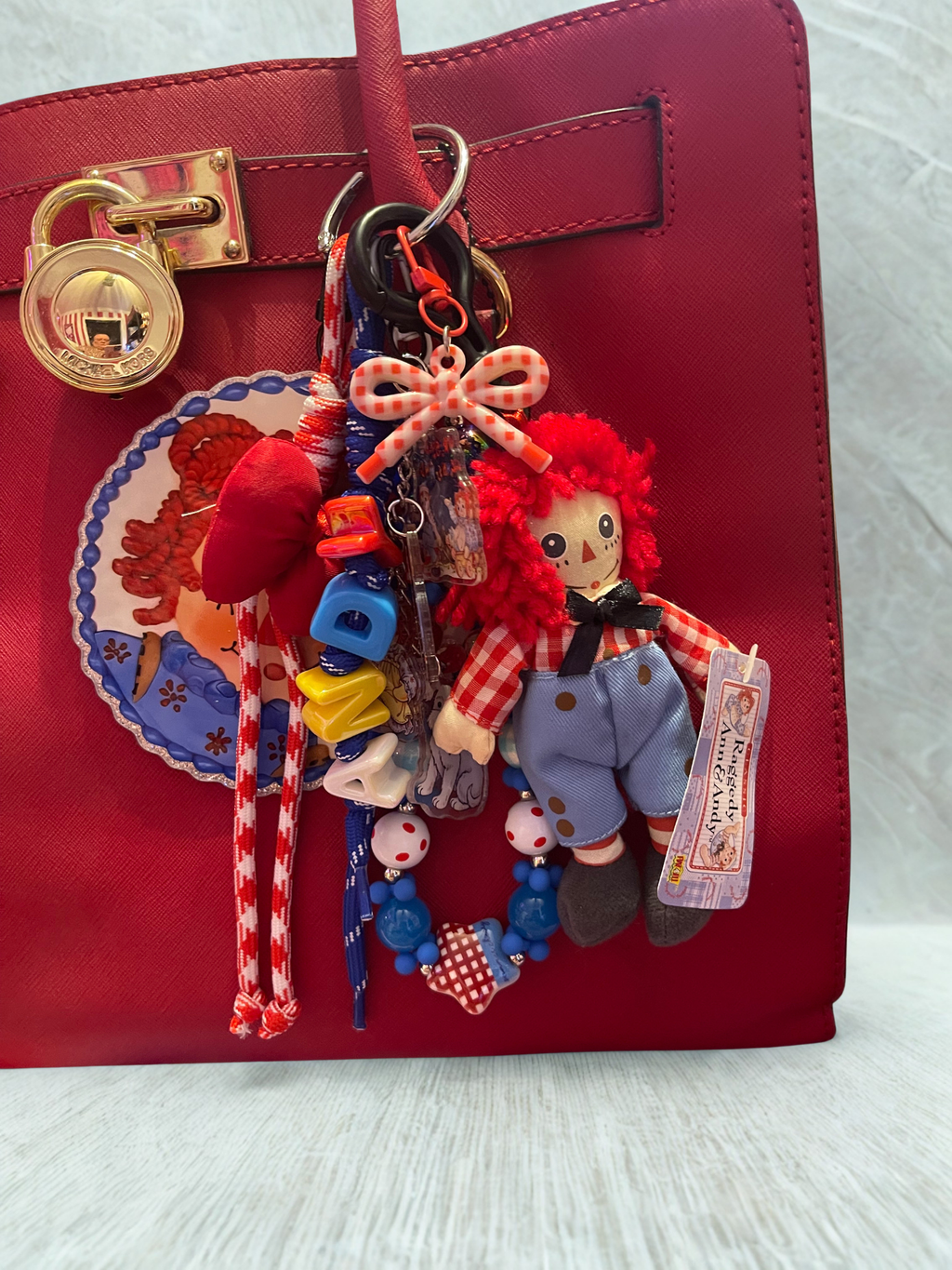 Rag Doll Primary Colors Loaded Bag Charm –  Paracord Keychain with Glitter Acrylic Accents