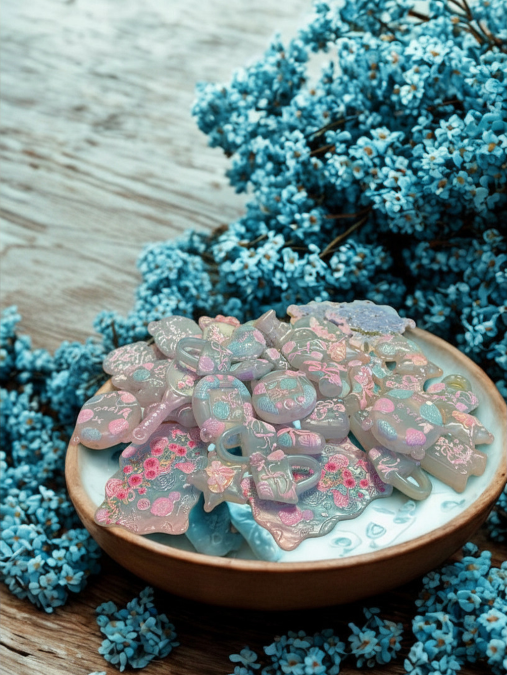 Acrylic Flower Beads — Blue & Pink Fashion Shapes | DIY Jewelry & Crafts, 10 Per Pack