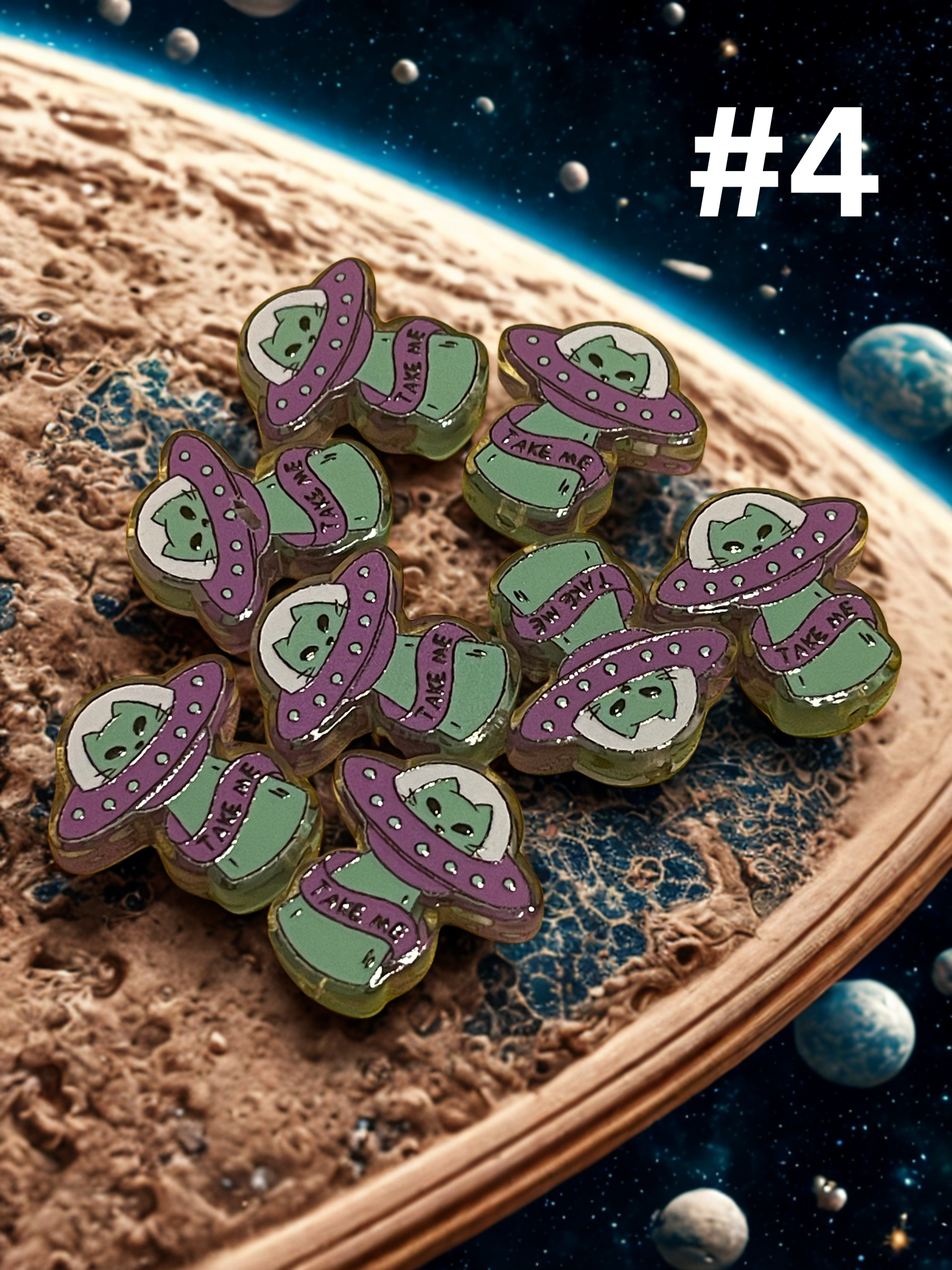 Alien & UFO Acrylic Beads – Flat Spacer Beads for DIY Jewelry
