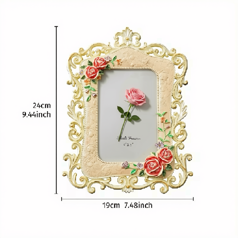 French Rose Relief Resin Photo Frame, 4x6
