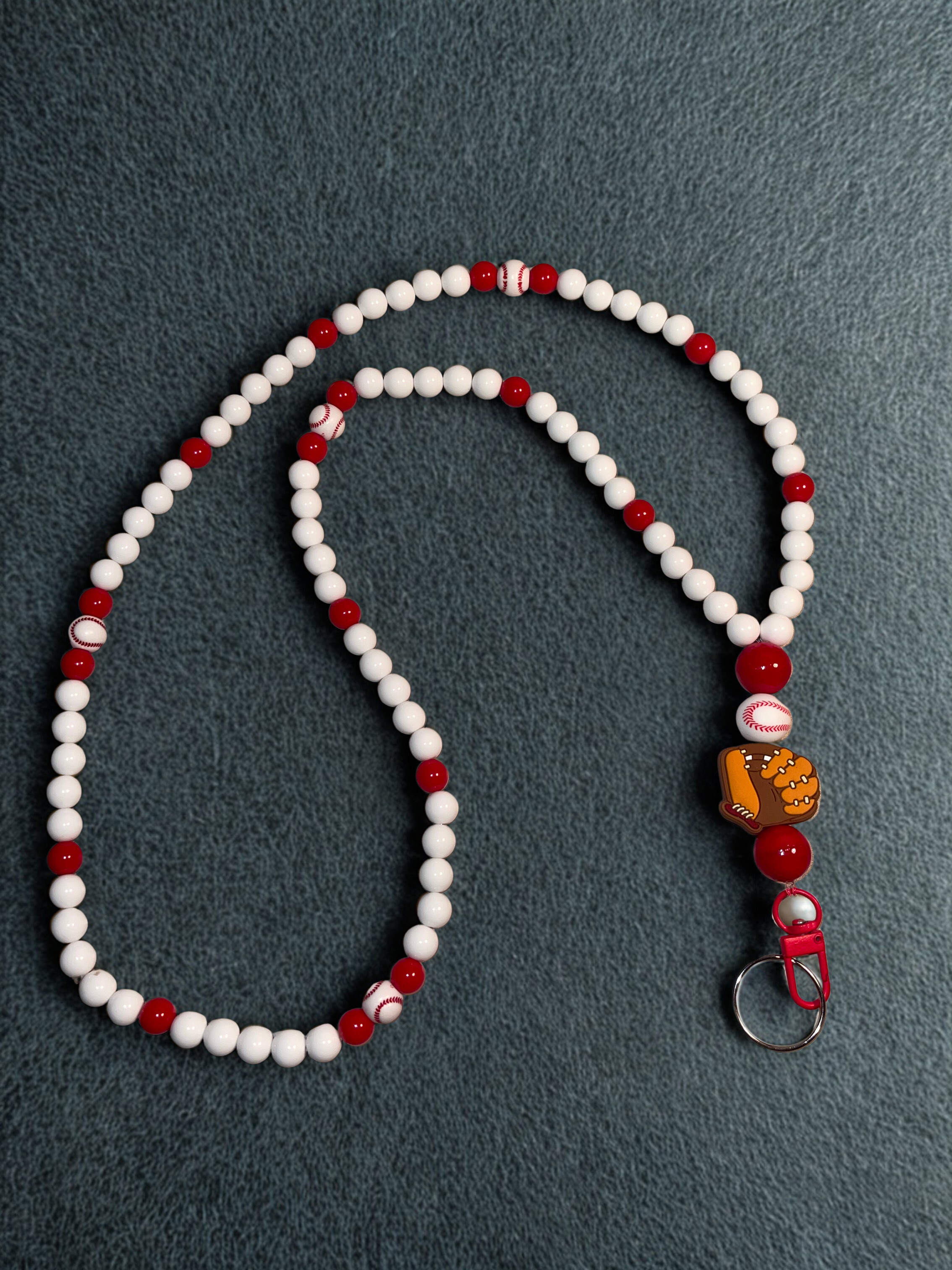 Sports Handmade Beaded Lanyard - Acrylic & Silicone Sports Theme Bead Lanyard, Over the Neck ID Holder