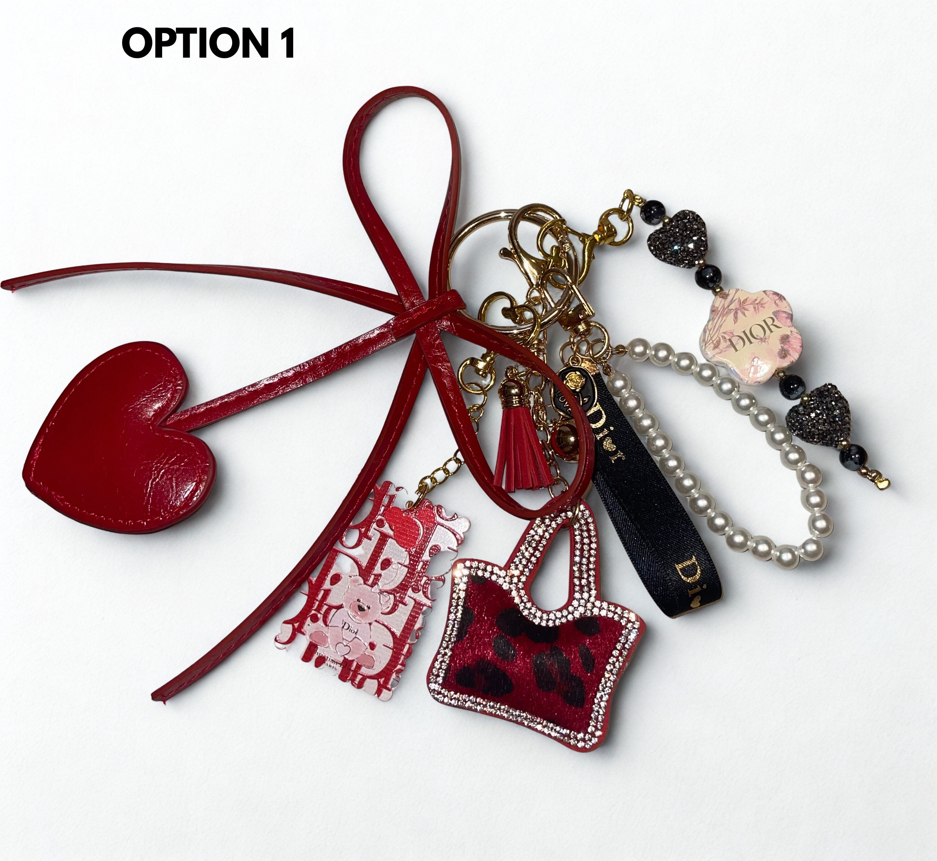Ladies Fashion Handmade Bag Charm – Elegant Bow & Perfume Bottle Purse Charm