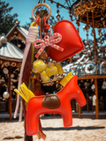 Horse Handmade Bag Charm - Faux Leather Horse Purse Charm with Ribbon & Charms, Handbag Accessory