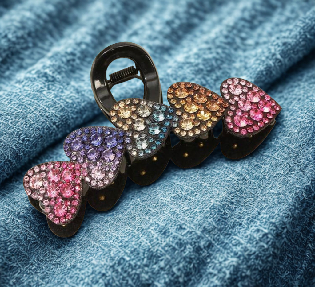 Colorful Crystal Heart Hair Clip