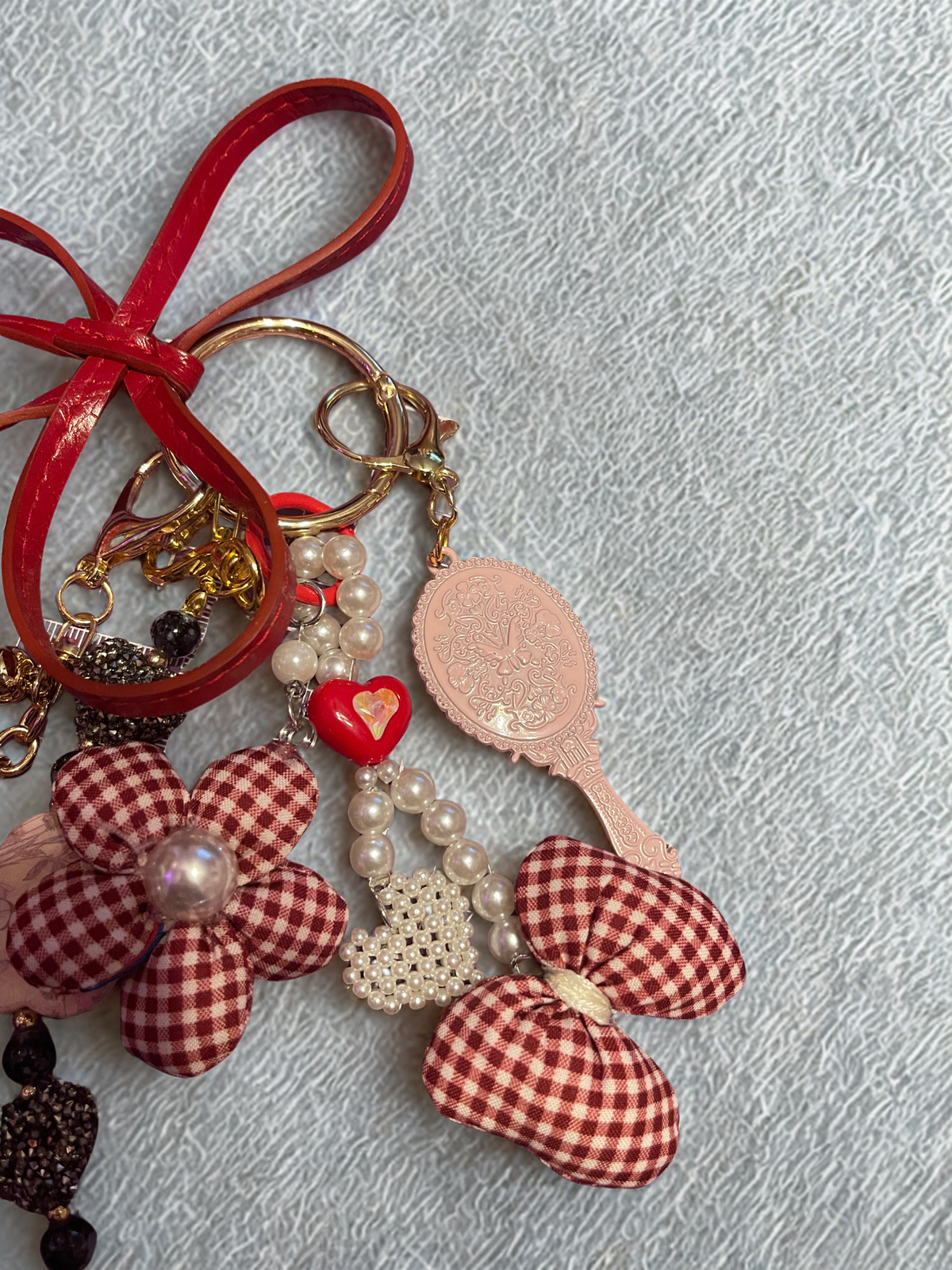 Handmade Bow Bag Charm – Heart & Mini Handbag