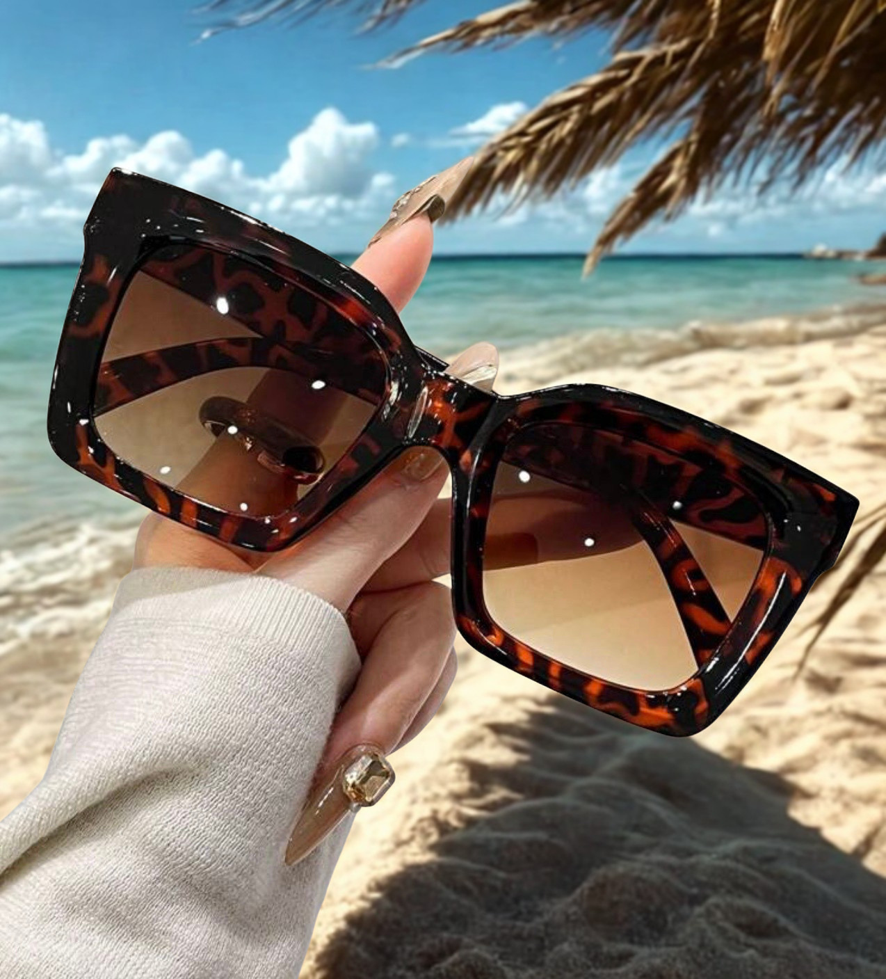 Women's Large Framed Cheetah Glasses