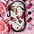 Retro Heels & Lipstick Print Zippered Glasses Case