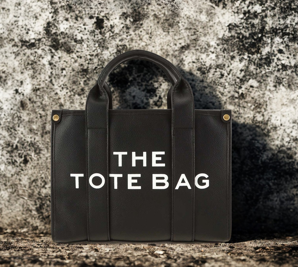Double Color Block Tote Bag – Structured Vegan Leather Shoulder Bag- 3 Color Options