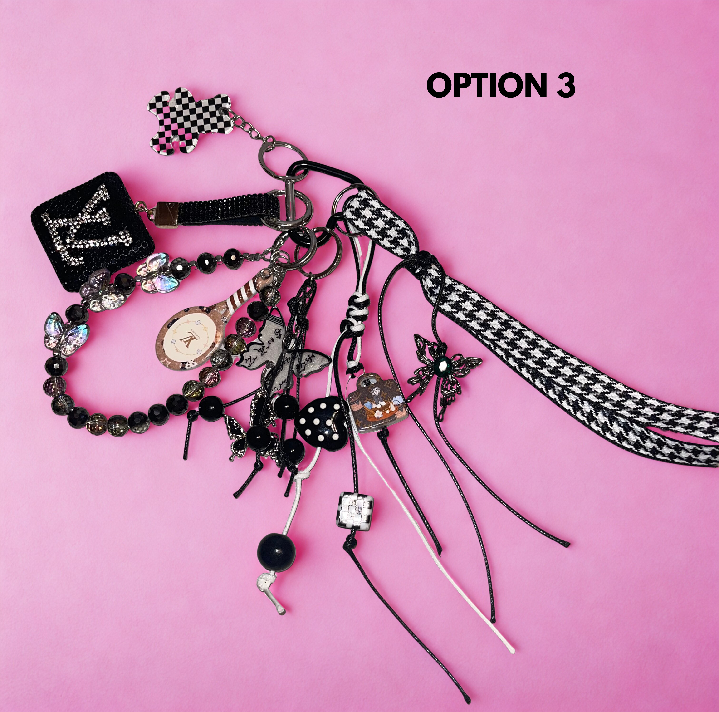 Ladies Fashion Handmade Bag Charm – Elegant Bow & Perfume Bottle Purse Charm