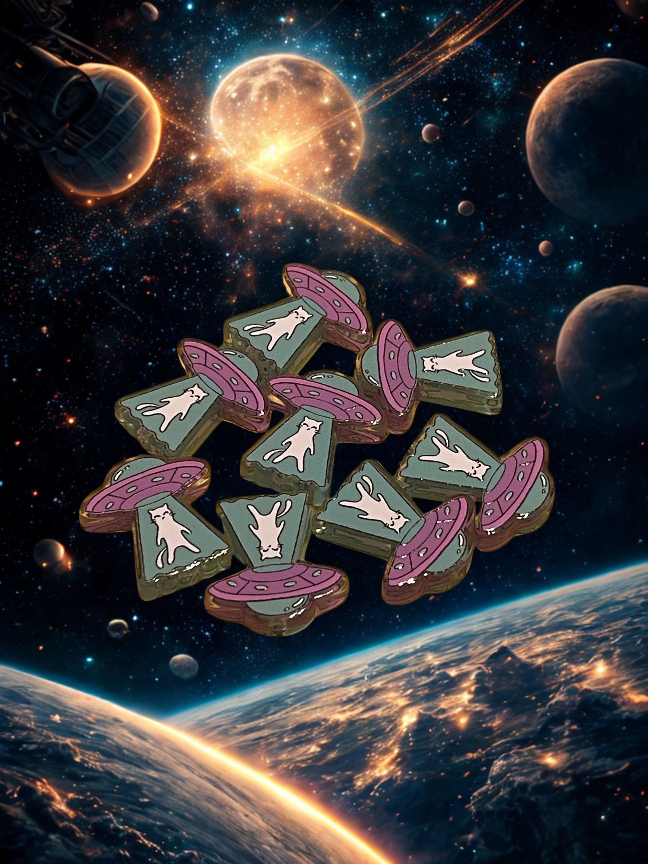 Alien & UFO Acrylic Beads – Flat Spacer Beads for DIY Jewelry