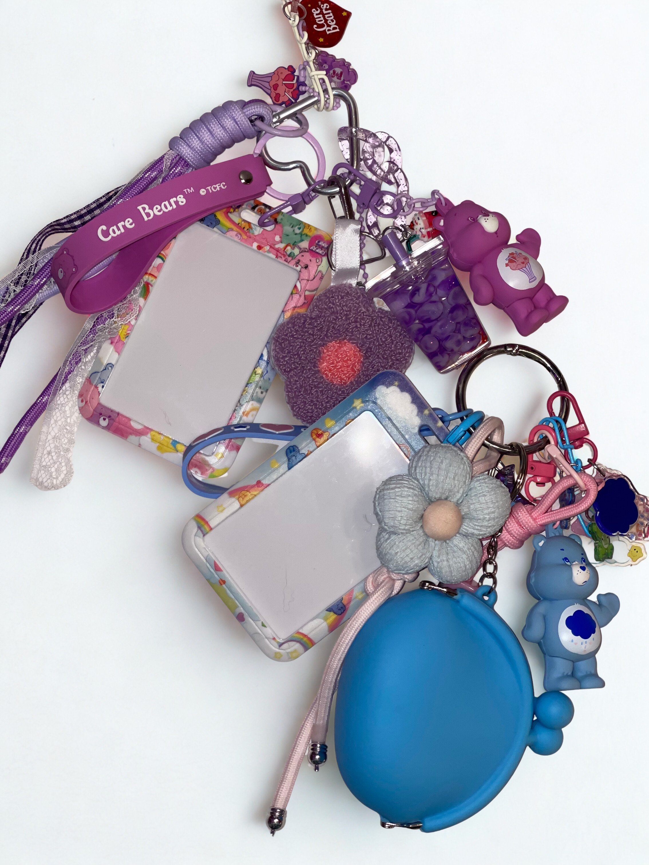 Care Bears Handmade Bag Charm - Miniature Bear Purse Charm with Ribbon & ID Holder, Handbag Accessory