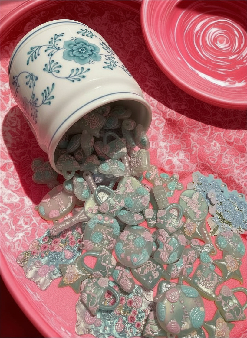 Acrylic Flower Beads — Blue & Pink Fashion Shapes | DIY Jewelry & Crafts, 10 Per Pack