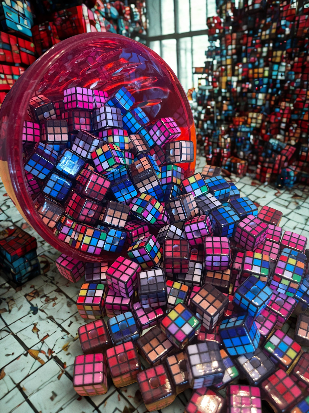 Retro Puzzle Cube Acrylic Beads | 80s Retro Novelty Acrylic Beads