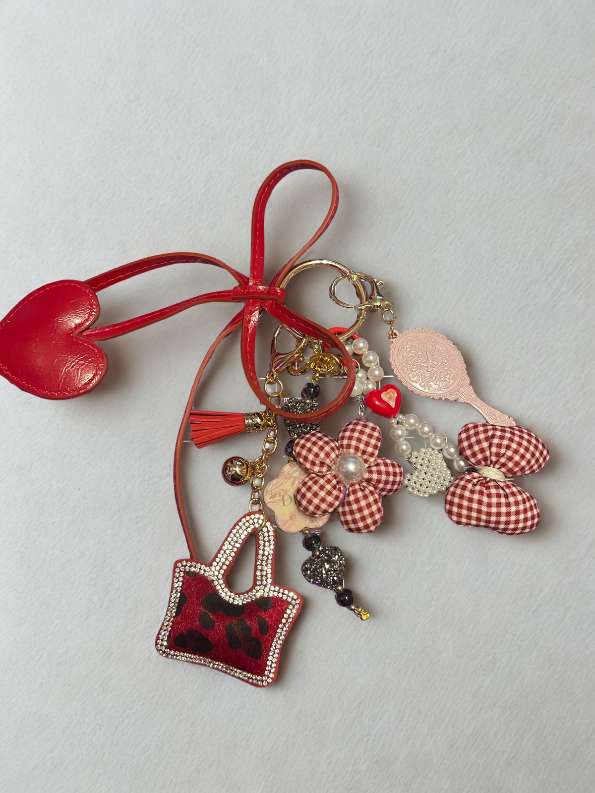 Handmade Bow Bag Charm – Heart & Mini Handbag