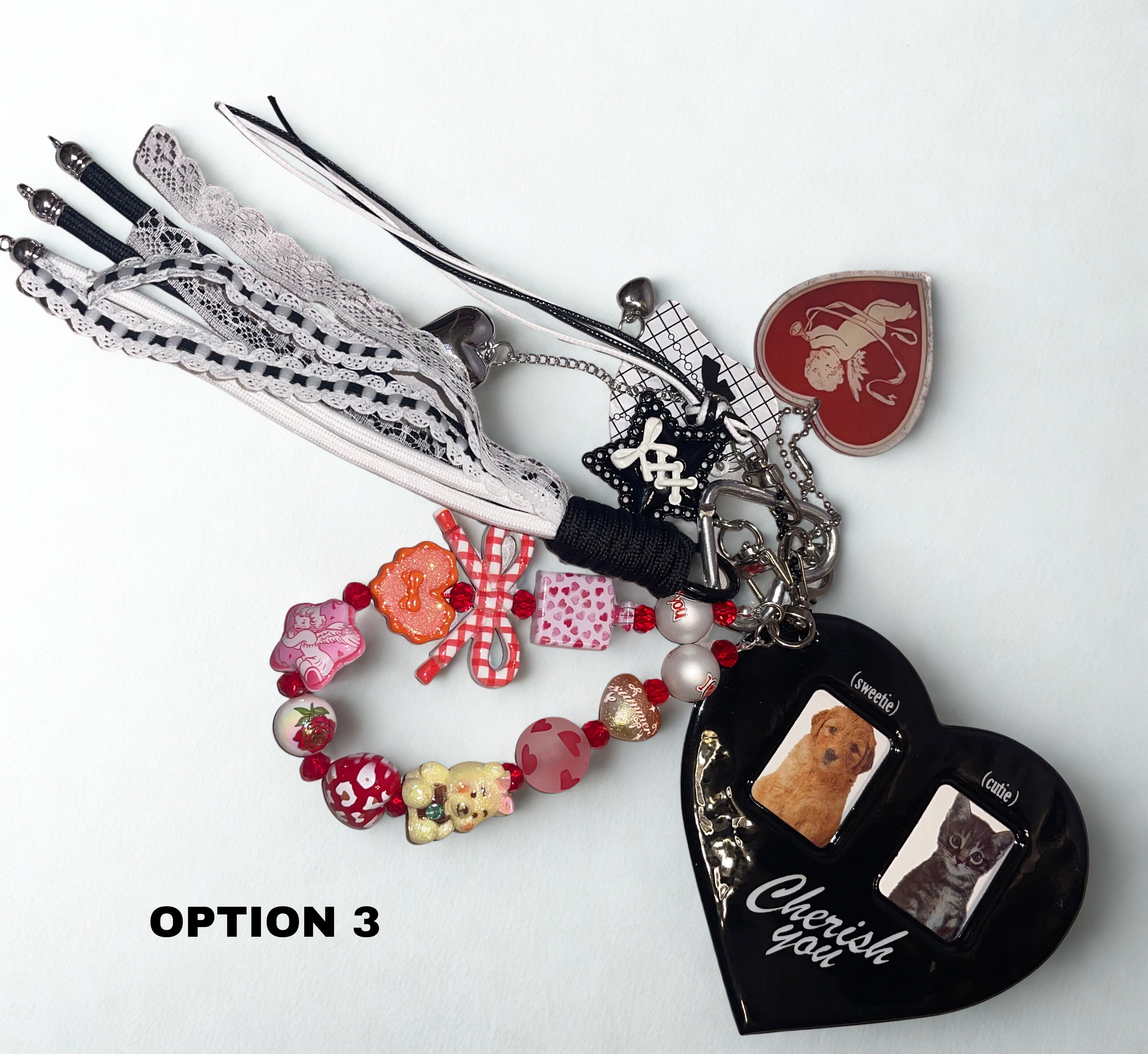 Heart Photo Slot Handmade Bag Charm - Personalized Purse Charm with 2 Photo Slots, Keepsake Handbag Accessory