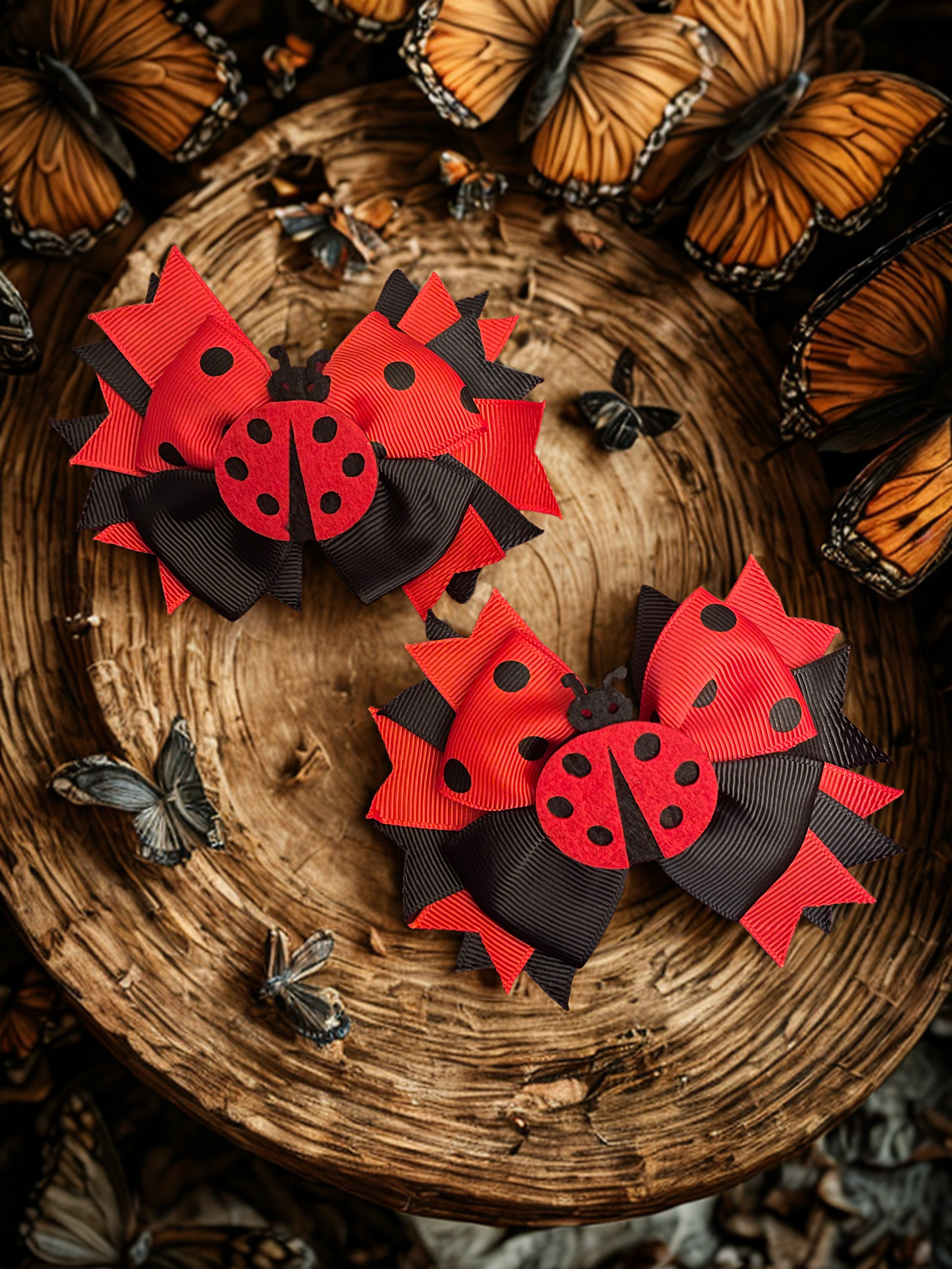 Sunny Garden Friends Hair Clips – Honey Bee & Lady Bug Hair Accessories for Girls