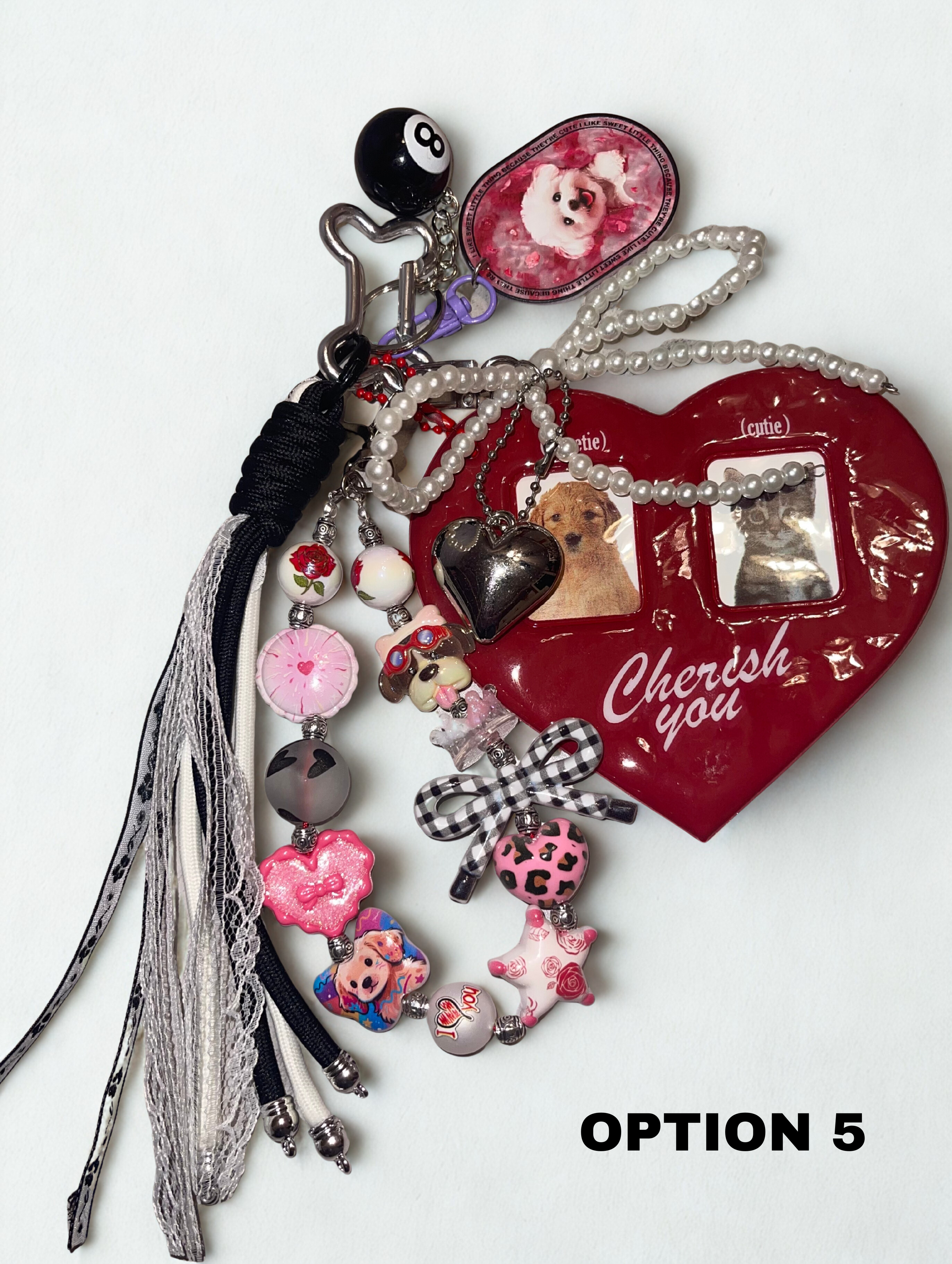 Heart Photo Slot Handmade Bag Charm - Personalized Purse Charm with 2 Photo Slots, Keepsake Handbag Accessory