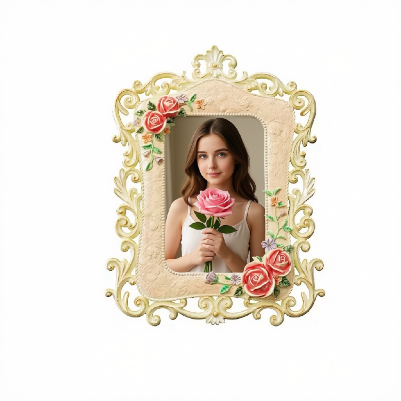 French Rose Relief Resin Photo Frame, 4x6