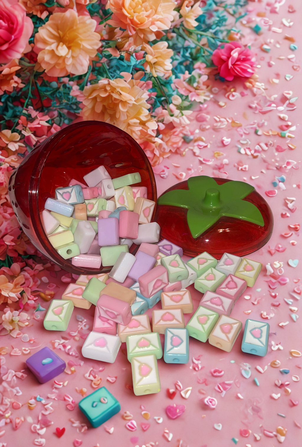 Love Envelope Beads - Acrylic Heart Seal Envelope Beads for DIY Crafts & Jewelry Making, 10 Per Pack