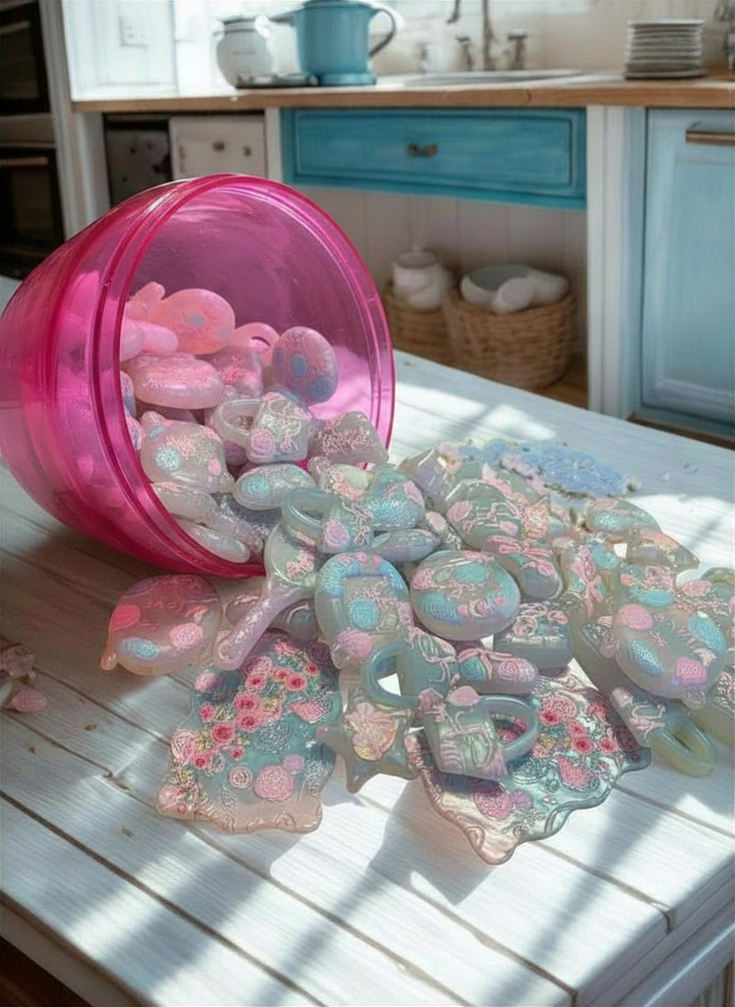 Acrylic Flower Beads — Blue & Pink Fashion Shapes | DIY Jewelry & Crafts, 10 Per Pack
