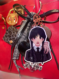 Creepy-Cute Gothic Girl Bag Charm Cluster – Spooky Acrylic Character Purse Accessory