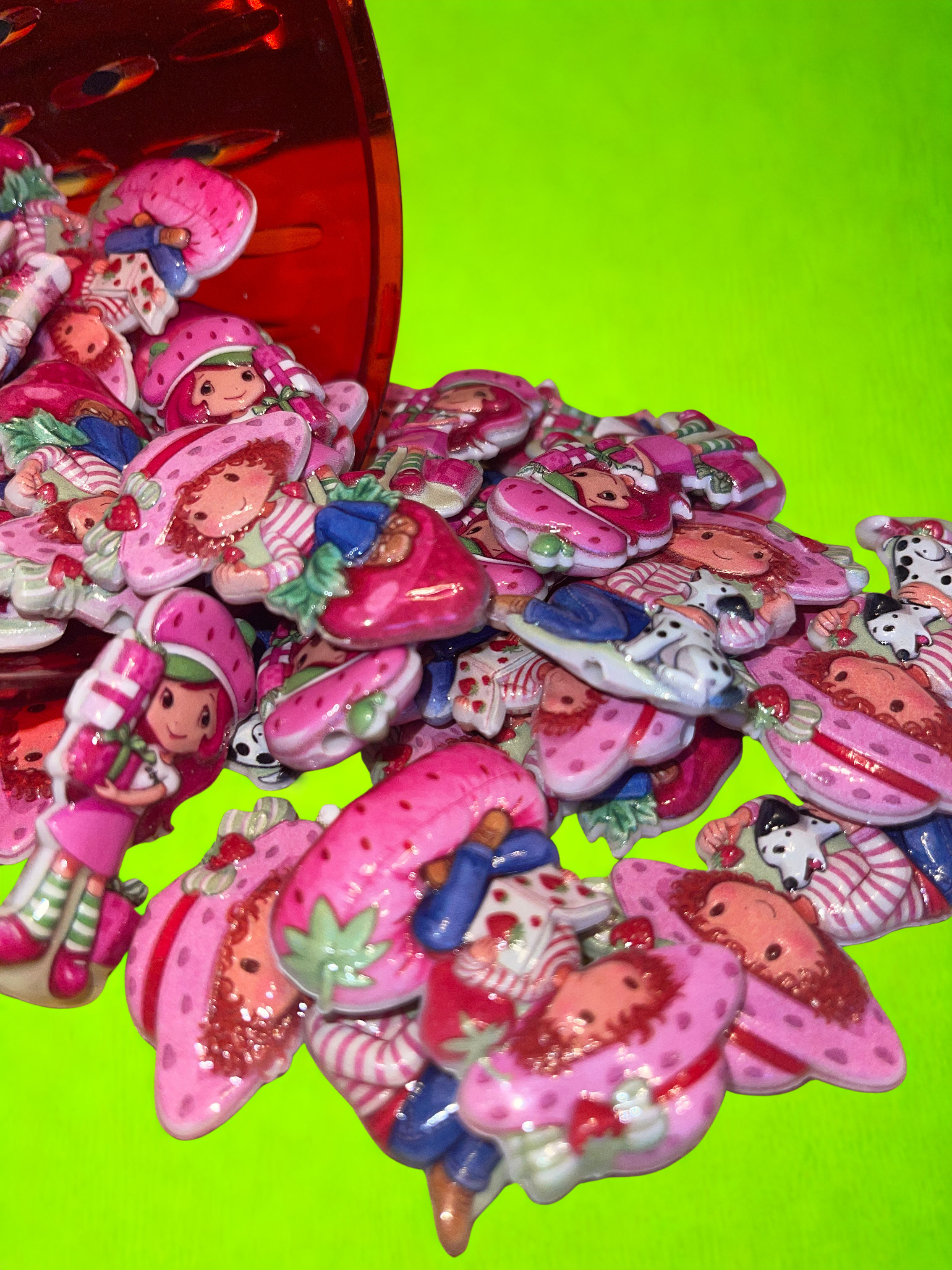 Strawberry Girl Figure Acrylic Beads | 80s Retro Character Beads