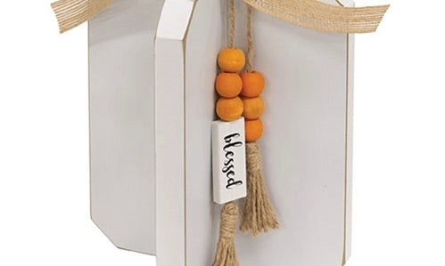 Blessed White Wooden Interlocking Pumpkin