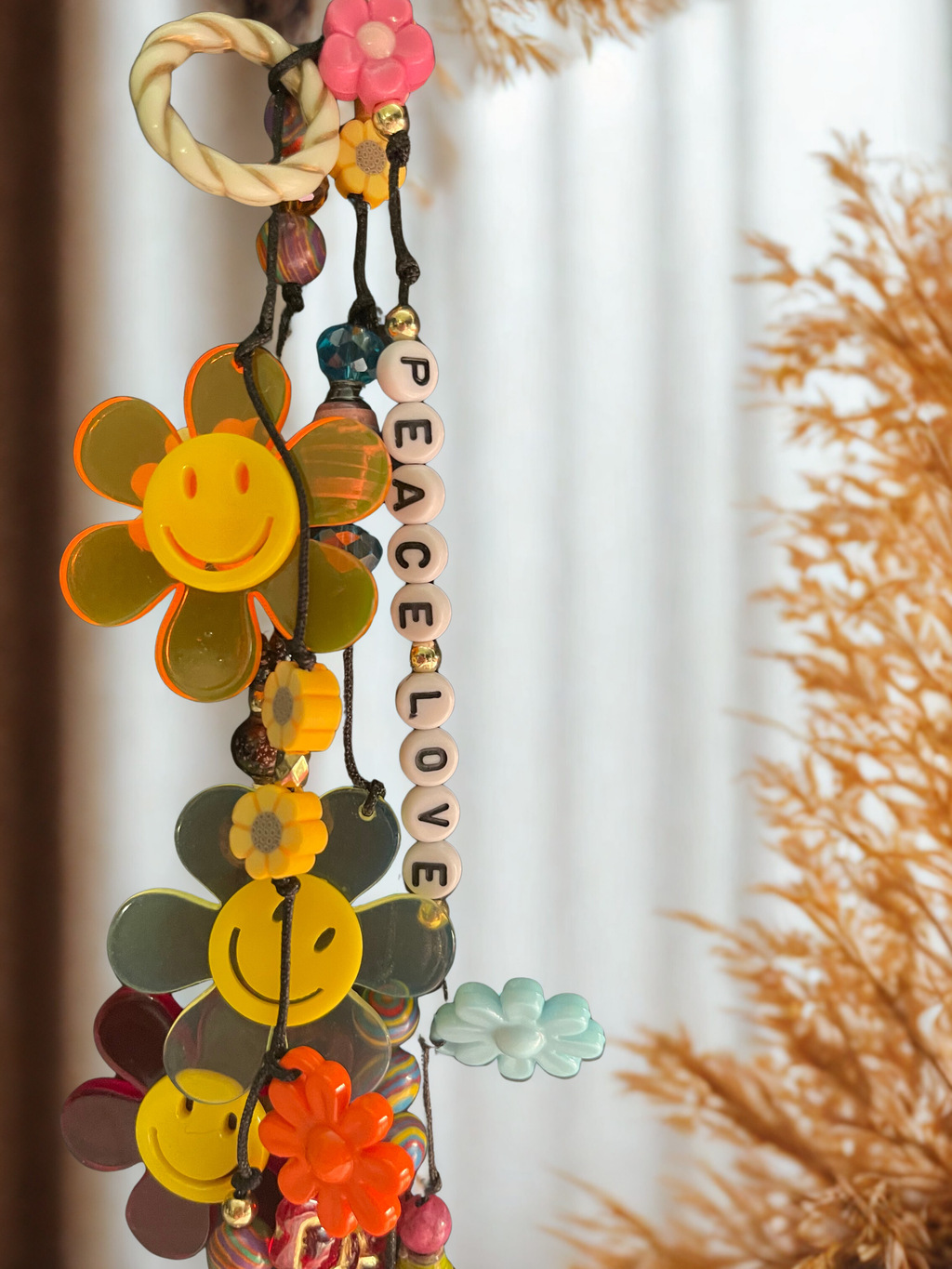 Boho Handmade Journal Charm with Bookmark - Flower Beaded Planner Charm, Bohemian Accessory