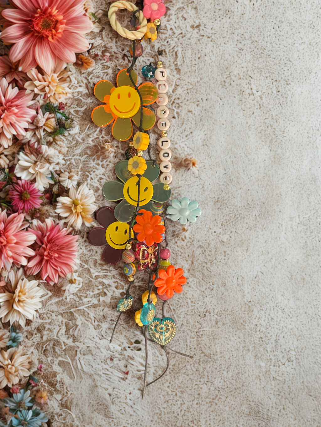 Boho Handmade Journal Charm with Bookmark - Flower Beaded Planner Charm, Bohemian Accessory