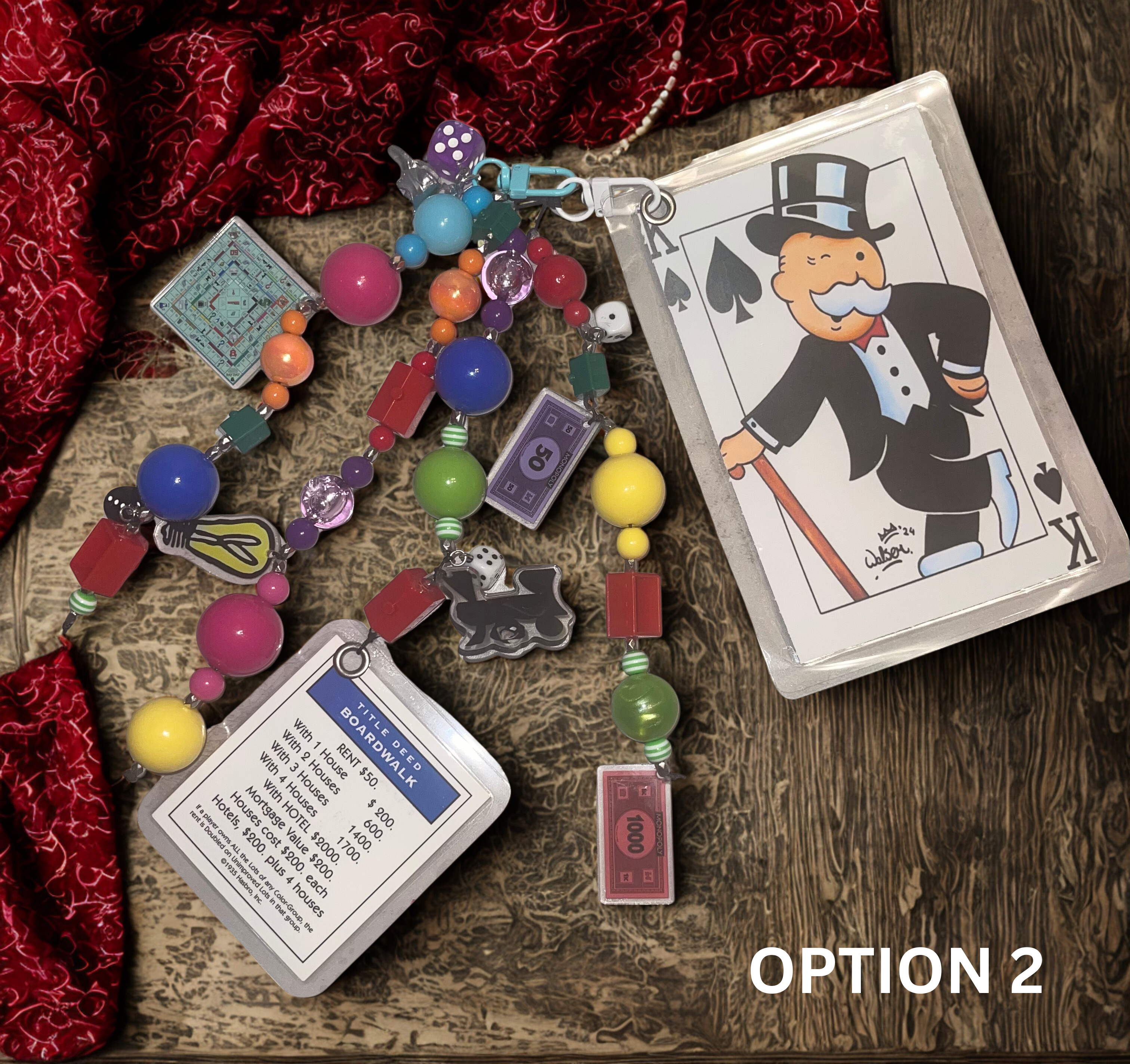 Vintage Board Game Handmade Junk Journal Charm - Vintage Beaded Bookmark Charm, Planner Accessory