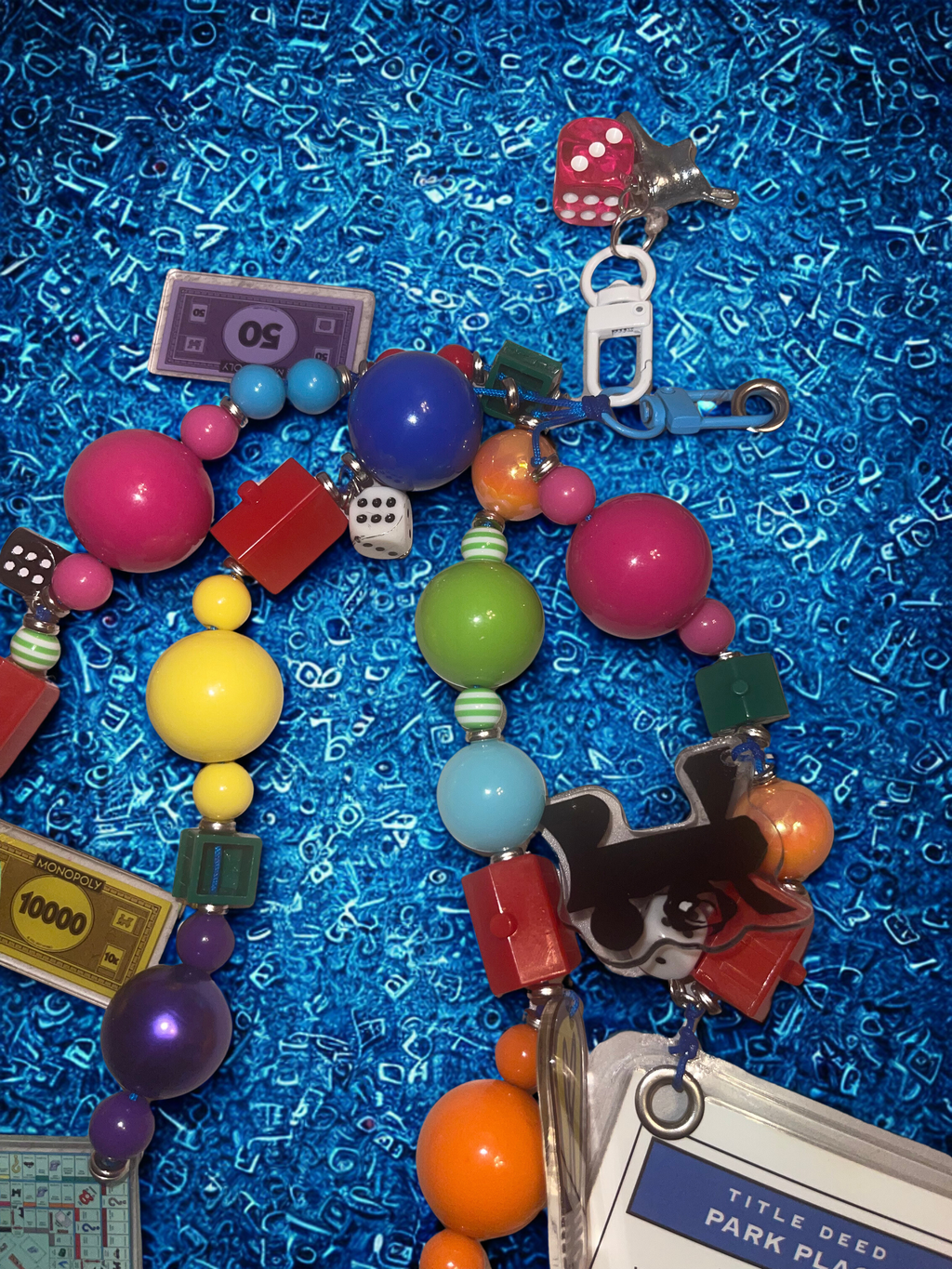 Vintage Board Game Handmade Junk Journal Charm - Vintage Beaded Bookmark Charm, Planner Accessory