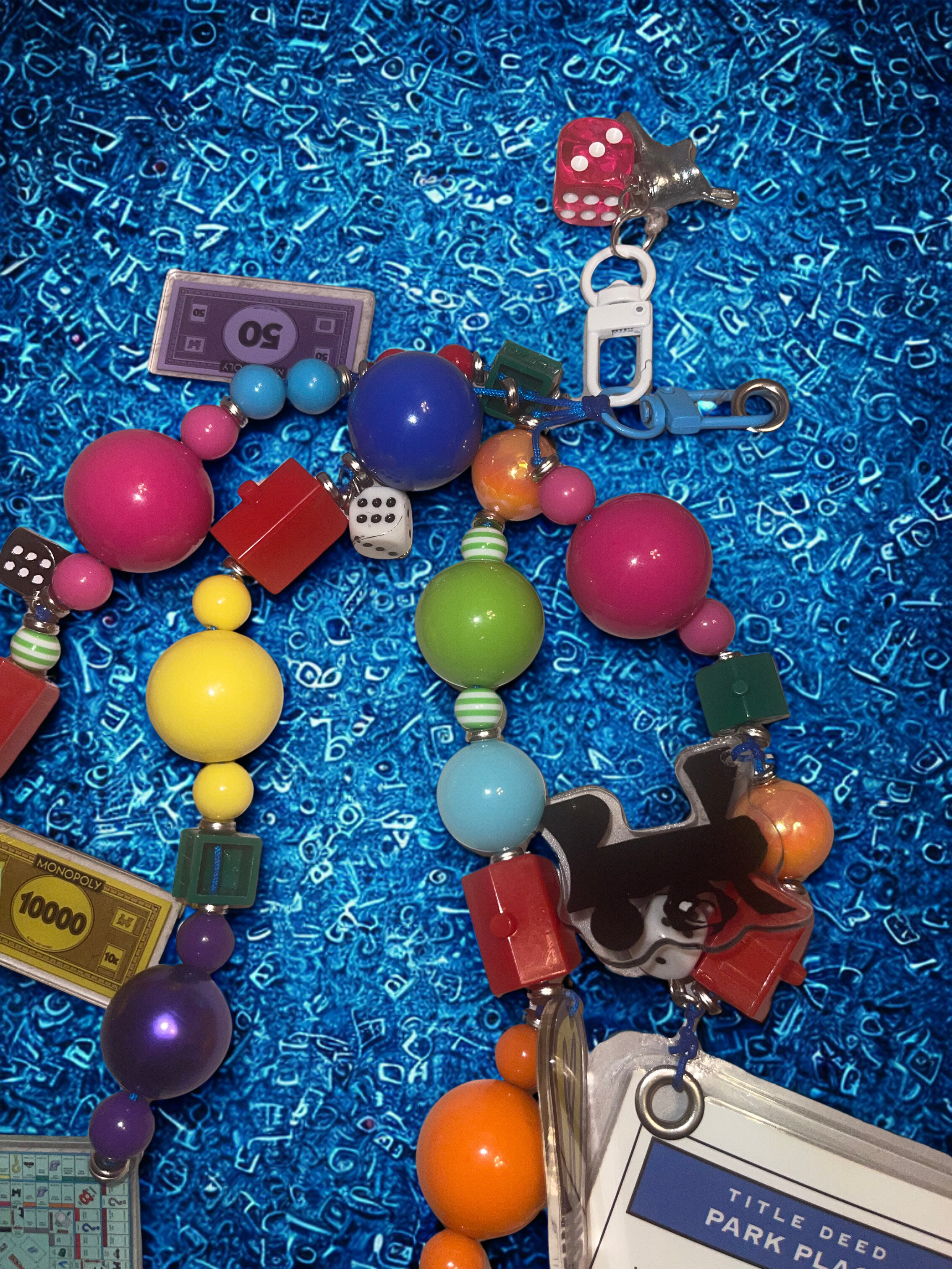 Vintage Board Game Handmade Junk Journal Charm - Vintage Beaded Bookmark Charm, Planner Accessory