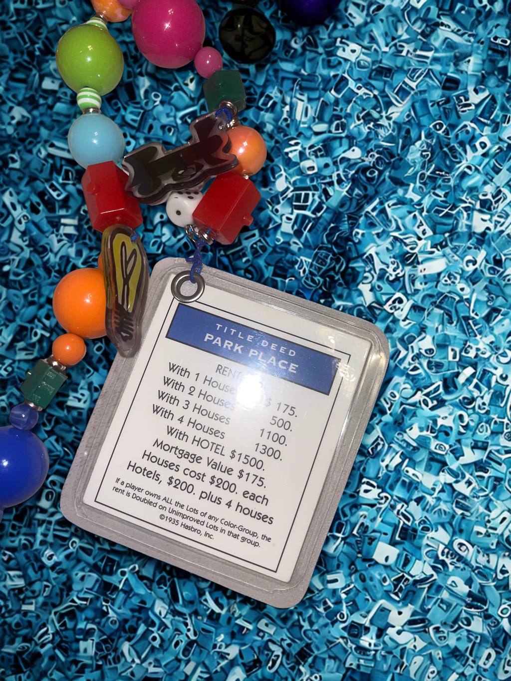 Vintage Board Game Handmade Junk Journal Charm - Vintage Beaded Bookmark Charm, Planner Accessory