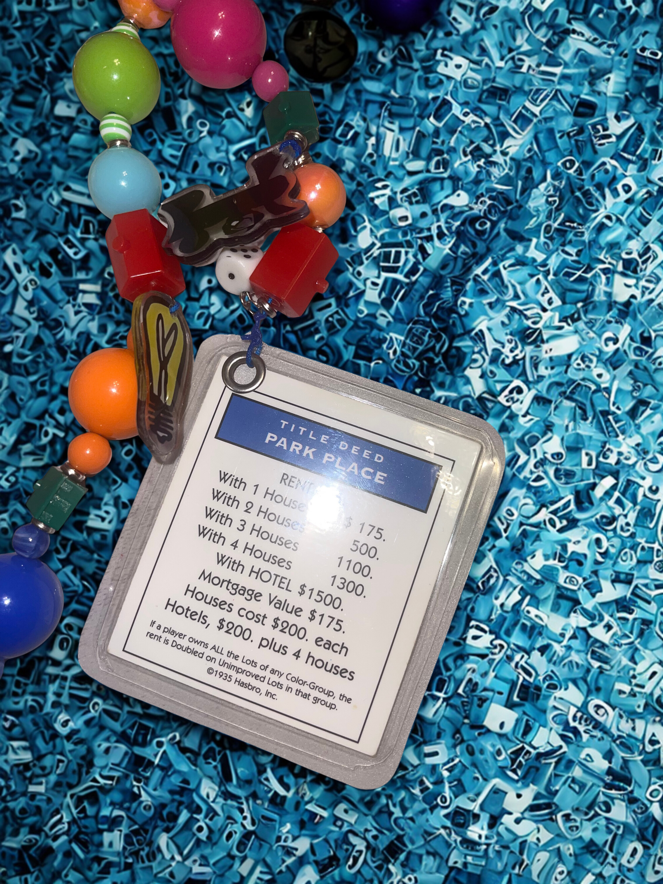 Vintage Board Game Handmade Junk Journal Charm - Vintage Beaded Bookmark Charm, Planner Accessory