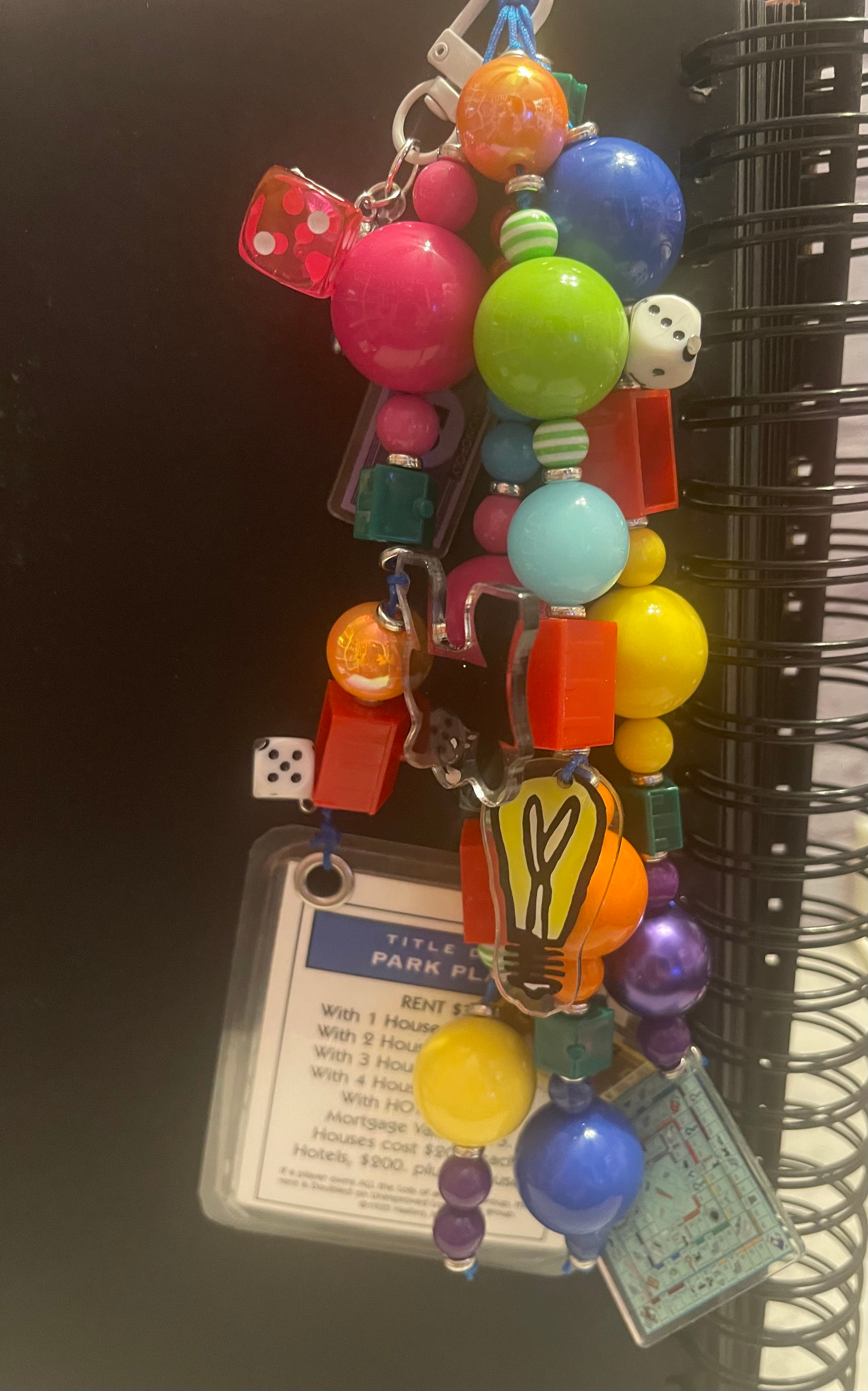 Vintage Board Game Handmade Junk Journal Charm - Vintage Beaded Bookmark Charm, Planner Accessory