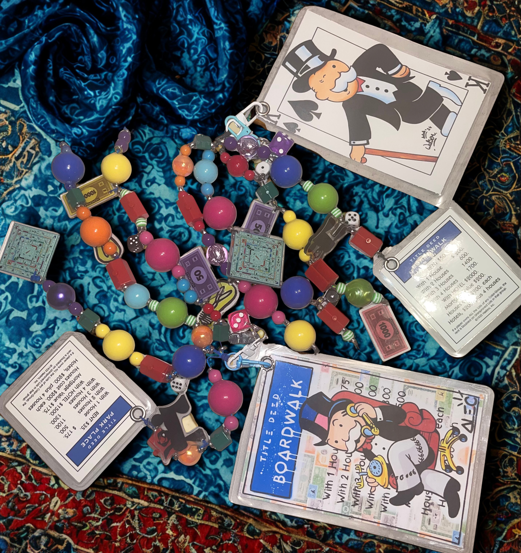 Vintage Board Game Handmade Junk Journal Charm - Vintage Beaded Bookmark Charm, Planner Accessory