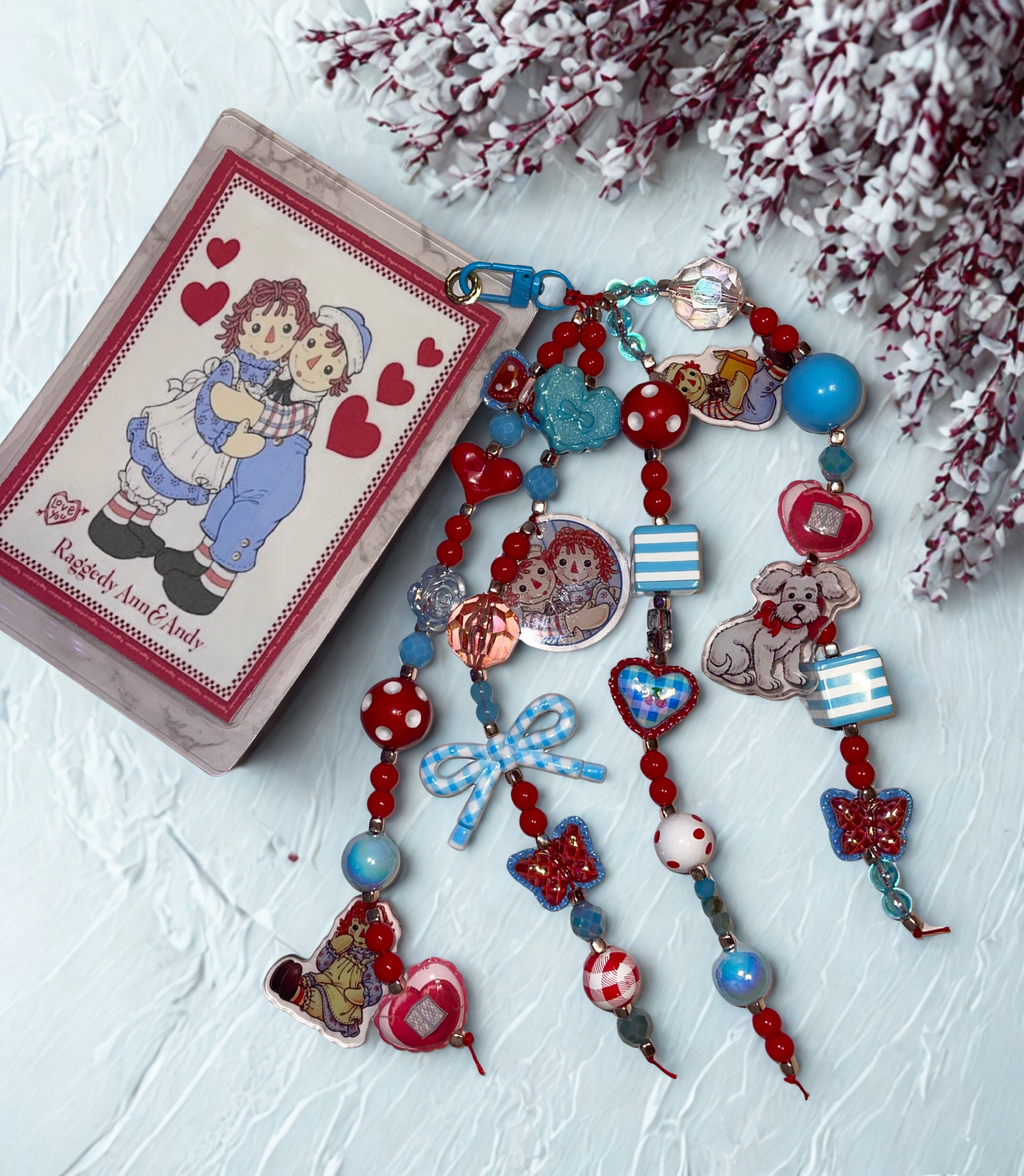 Vintage Rag Doll Handmade Journal Charm - Junk Journal Bookmark Charm, Beaded Planner Accessory