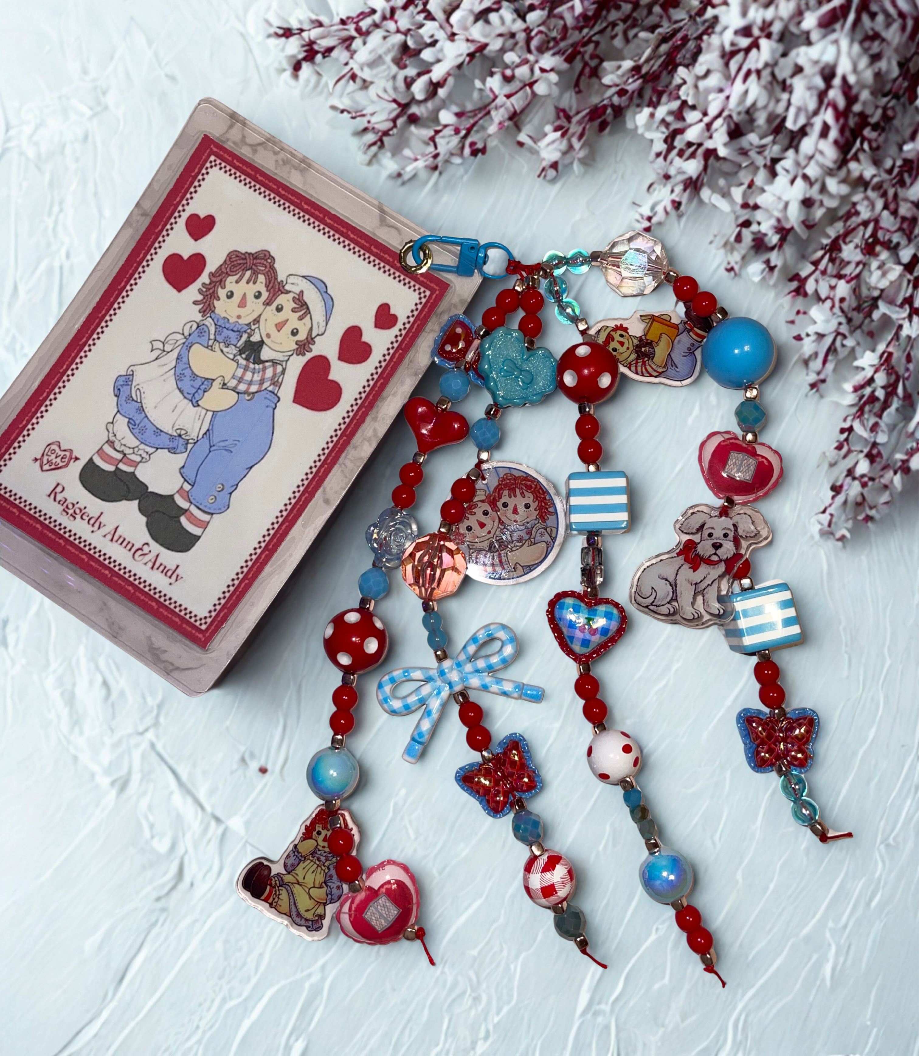 Vintage Rag Doll Handmade Journal Charm - Junk Journal Bookmark Charm, Beaded Planner Accessory