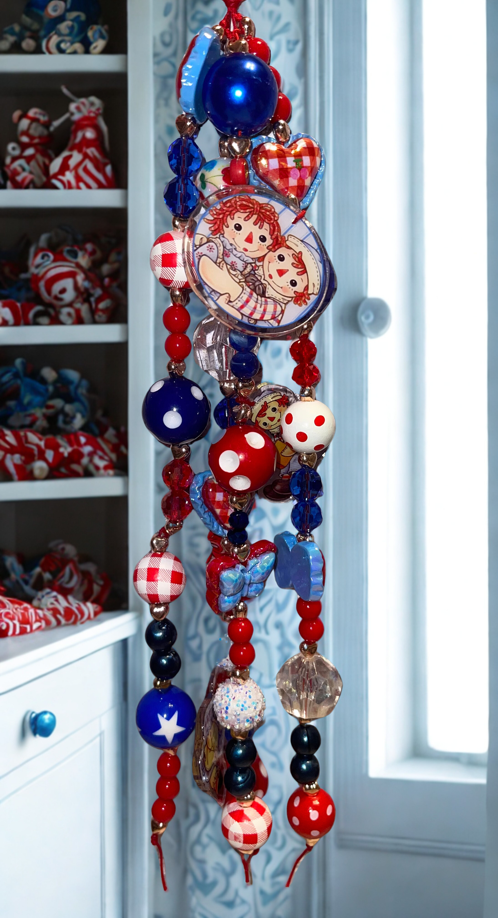 Vintage Rag Doll Handmade Journal Charm - Junk Journal Bookmark Charm, Beaded Planner Accessory